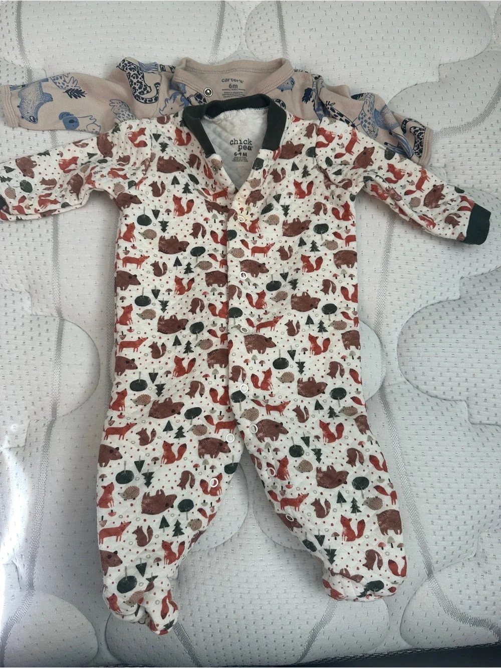 Carter's Navy and Cream Dinosaur Zip Footie Set